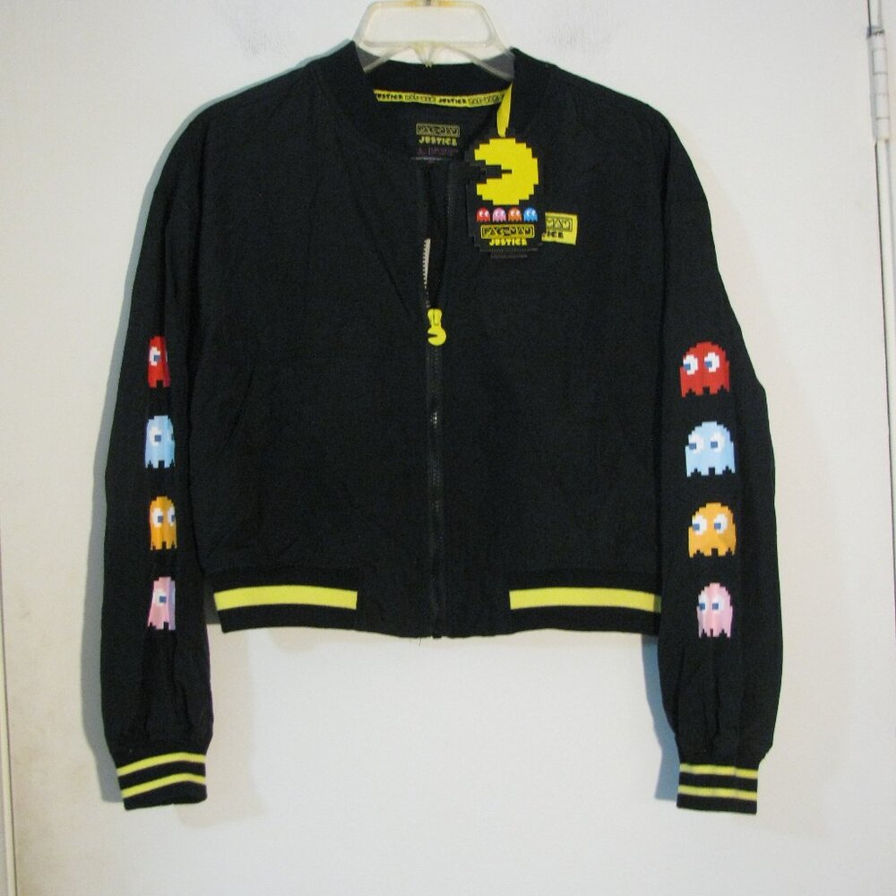 Pac-Man Black Kids Bomber Jacket with Arcade Ghosts